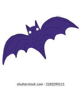 Bat. Halloween cartoon bat. Vector horror illustration isolated on white background.
