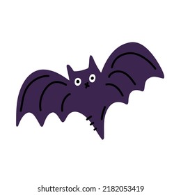 Bat. Halloween cartoon bat. Vector illustration isolated on white background.