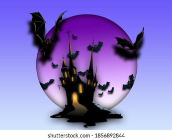 Bat in halloween castle vector 