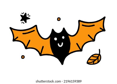 Bat Halloween Concept Doodle style vector Design Illustration Isolated on white 