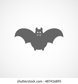 Bat Halloween Concept Flat Icon On White Background