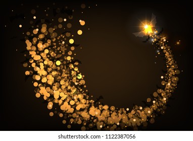 Bat halloween gold color background. Vector illumination
