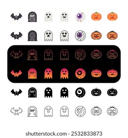 Bat, Halloween, Horror y Scary Icon Set