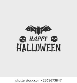 bat halloween logo vintage vector illustration template icon design