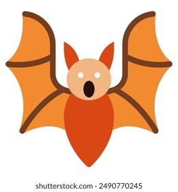 Bat halloween object icon illustration