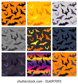 bat for Halloween on colored backgrounds. seamless pattern