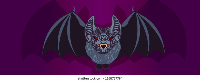 bat Halloween theme vector illustration design flying straight