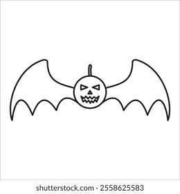 Bat hallowen stock icon outline vector