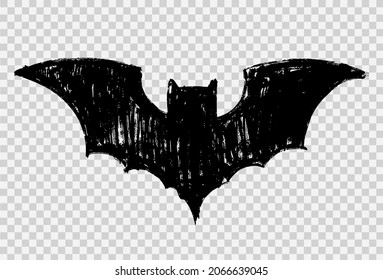 Bat hand drawn brush style isolated on png or transparent background. Graphic resources for Halloween.Vector illustration