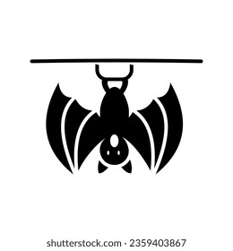 
bat hanging on a branch logo design, creative idea vector graphic symbol icon illustration, isolated white background.
