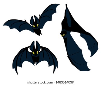 bat hanging on tree branch against full moon - halloween theme vector design