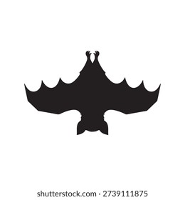 bat hanging upside down - Halloween vector illustration Silhouette symbol on white background.