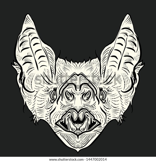 Bat Head Face Drawing Gothic Illustration Stock Vector (Royalty Free