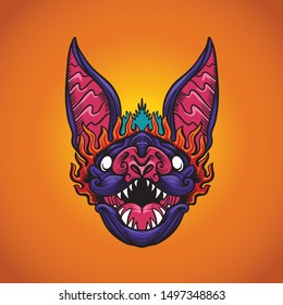 Bat Head Logo Vector Illustration