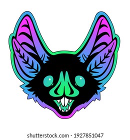 Bat head on bright gradient background