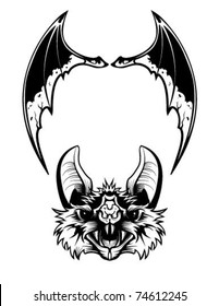 Bat head and wings