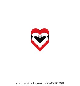 Bat heart negative space logo.