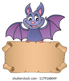 Bat holding parchment image 1 - eps10 vector illustration.