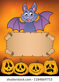 Bat holding parchment image 3 - eps10 vector illustration.