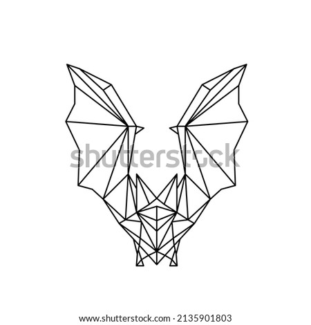 Bat icon. Abstract triangular style. Contour for tattoo, logo, emblem and design element. Hand drawn sketch of a bat