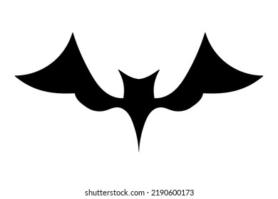 Bat icon. Black flat silhouette of bat. Vector illustration isolated on white background.