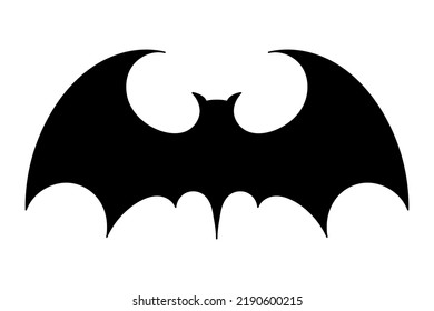 Bat icon. Black flat silhouette of bat. Vector illustration isolated on white background.