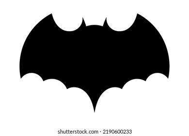 Bat icon. Black flat silhouette of bat. Vector illustration isolated on white background.