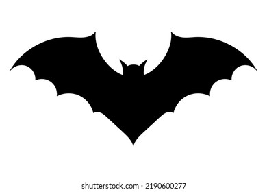 Bat icon. Black flat silhouette of bat. Vector illustration isolated on white background.
