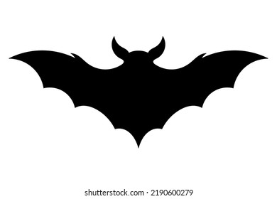 Bat icon. Black flat silhouette of bat. Vector illustration isolated on white background.
