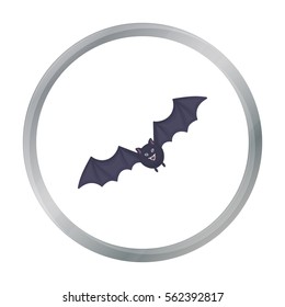 Bat icon in cartoon style isolated on white background. Black and white magic symbol stock vector illustration.