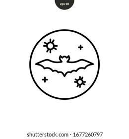 bat icon causes corona virus. Line icon style vector illustration