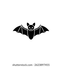 Bat Icon with Extended Wings and Small Ears in Black Silhouette