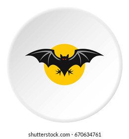 Bat icon in flat circle isolated vector illustration for web