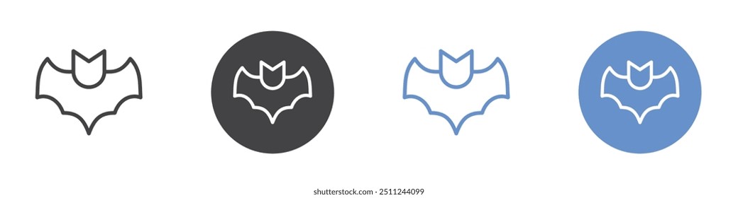 Bat icon Flat set in black and white color