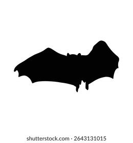 Bat Icon in Flight, Black Vector Silhouette.