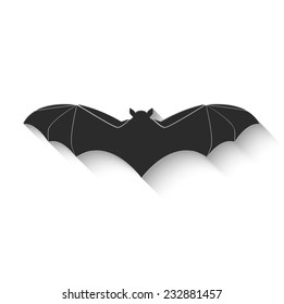 bat icon - gray vector illustration with shadow