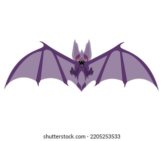 Bat Icon. Helloween bat in purple color. Colorful vector illustration isolated on white background.