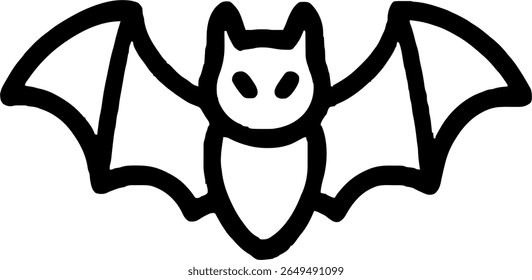 bat icon illustration outline stroke minimalist black line	