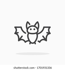 Bat Icon in Linie Stil. Für Ihr Design, Logo. Vektorillustration. Bearbeitbarer Stroke.