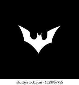 Bat Icon On Black Background. Black Flat Style Vector Illustration.