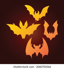 Bat icon on dark background.. Vector illustration design template. Halloween art. 