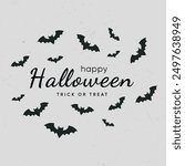 Bat icon on white background. Symbol of Halloween. A flock of bats isolated go up silhouette. Seamless pattern for booklet, banner, website. Vector illustration