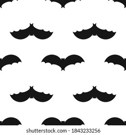 Bat icon on white background. Symbol of Halloween. Seamless pattern bats silhouette.