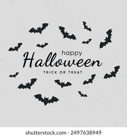 Bat icon on white background. Symbol of Halloween. A flock of bats isolated go up silhouette. Seamless pattern for booklet, banner, website. Vector illustration