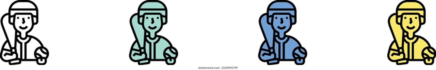 bat icon. Outline, Green, Blue and Yellow Style Design Isolated On White Background