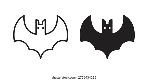 Bat icon set in flat and line style vectors