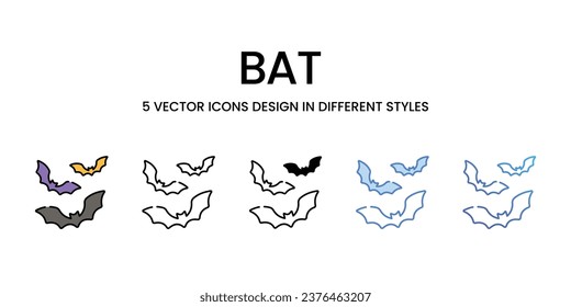 Bat icon set, Halloween party decorations linear style signs for web and app. Vector graphics isolated on white background. Stock illustration