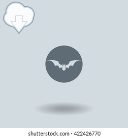 Bat icon with shadow. Cloud of download with arrow.