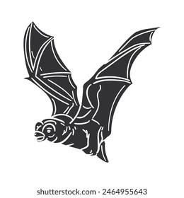 Bat Icon Silhouette Illustration. Animals Vector Graphic Pictogram Symbol Clip Art. Doodle Sketch Black Sign.