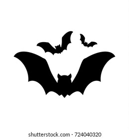 bat icon silhouettes group, Halloween sign and symbols, vector illustration
